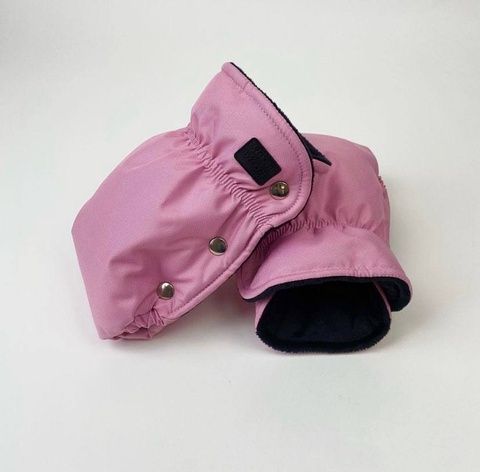 Рукавиці на коляску Рожевий оксфорд з чорним плюшем Decoza Moms (rukavitsy-О057-pl016)