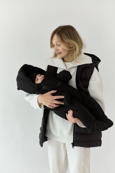 Зимний комбинезон с закрытыми ножками "Черный" Decoza Moms (zimakomb03-PM010) 56-62 см