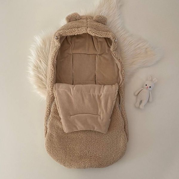 Конверт Тедді Бежевий з бежевим велюром 0-9 міс Decoza Moms (KonTeddi-6113-W01)