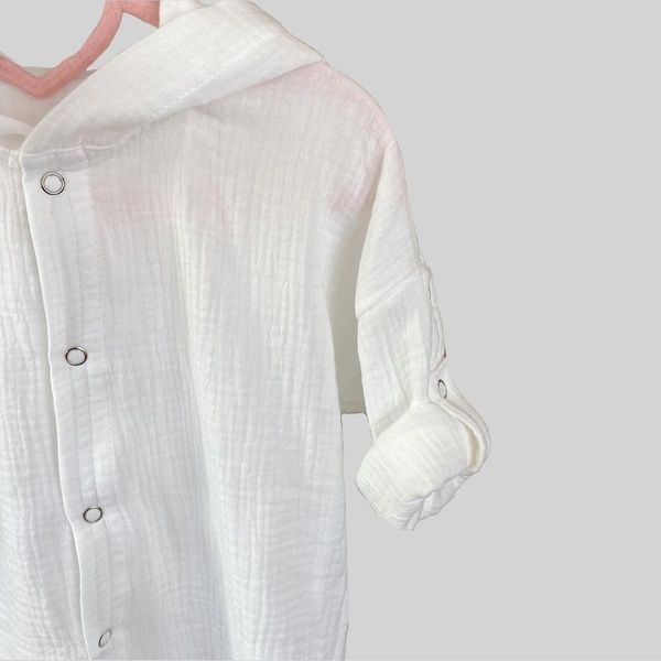 Мусліновий халатик на кнопках "Білий" Decoza moms (XL7492-ms007) 74-92