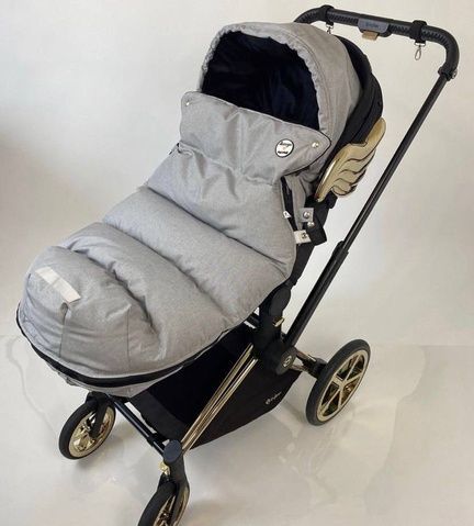 Зимний футмуф на коляску "Теплик" Светло серый меланж Decoza Moms (futmuf100-OP101-pl016) 100х47 см
