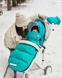 Зимний футмуф на коляску "Теплик" Изумрудний оксфорд и сервй плюш Decoza Moms (futmuf100-О101-pl017) 100х47 см