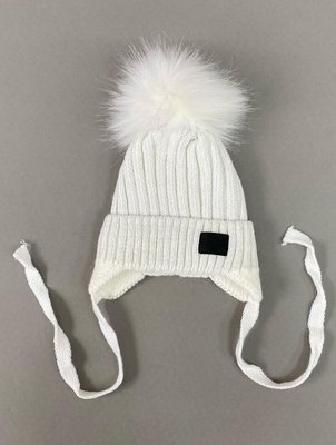 Зимова шапка із зав'язками "Біла зі сріблом" Decoza Moms (zimSH4043-AK5) zimSH4043-AK5 фото
