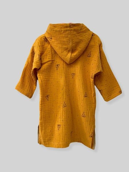 Мусліновий халатик на кнопках "Вігвам на гірчиці" Decoza Moms (XL7492-ms038) 74-92 см