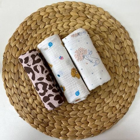 Комплект муслінових серветок для догляду за малюком 3 шт Decoza Moms (SMs12)