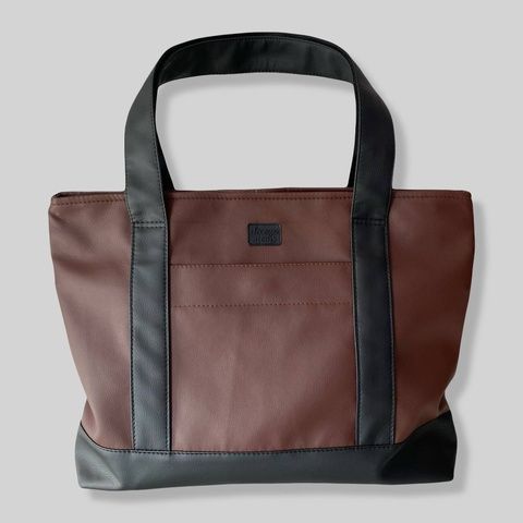 Сумка Тоут мини Коричневая и черная экокожа Decoza Moms (shopNewS-K029-K001)