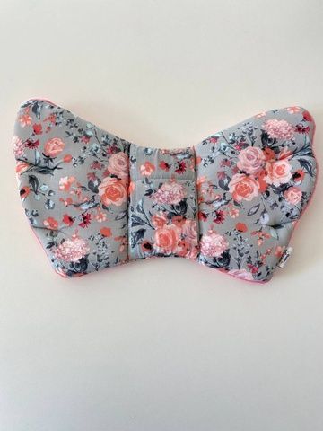 Подушка у візок "Крила Ангела " Decoza Moms "Троянди на сірому і кораловий плюш" (Pillow-S4330-Pl04)