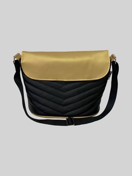 Сумка на коляску Чорна та Золота екошкіра Decoza Moms (S-K001-K034-E)