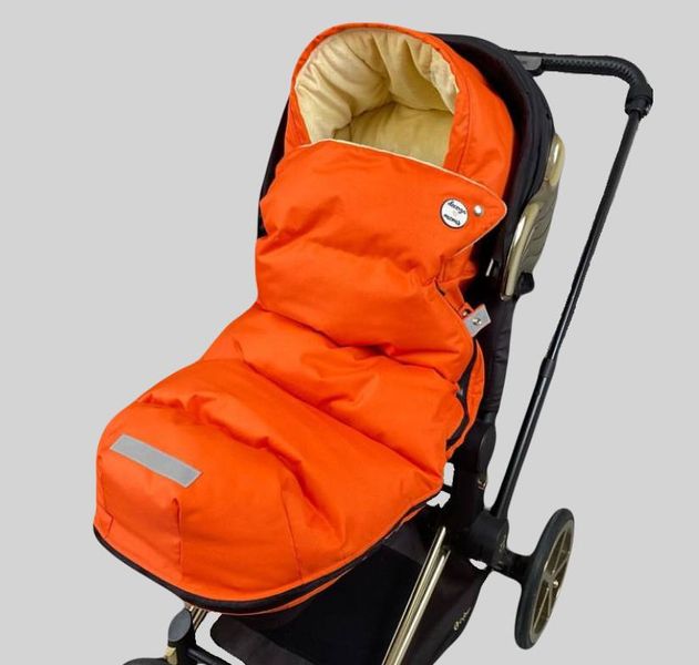 Зимний футмуф на коляску Оранжевый Decoza Moms (futmuf100-O102-pl018) 100х47 см