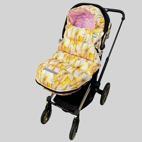 Зимовий футмуф на коляску Листя золоте Decoza Moms (futmuf100-OP126-pl004) 100х47 см