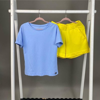 Літній костюм футболка з шортами "Жовто-блакитний" Decoza moms (FHs-LAK06-LAK05) FHs-LAK06-LAK05 фото