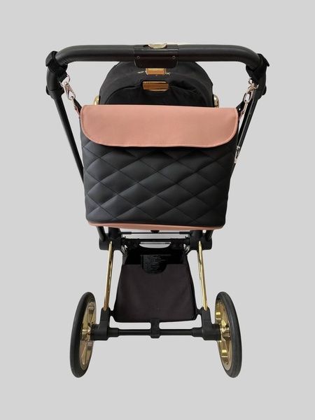 Сумка на візок Чорна і Пудра екошкіра Decoza Moms (S-K001-K017-R-M)