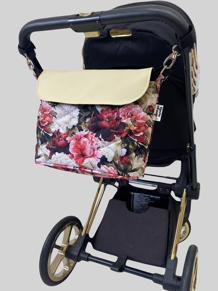 Сумка на візок Піони та молочна екошкіра Decoza Moms (S-OP013-K0-R-М)