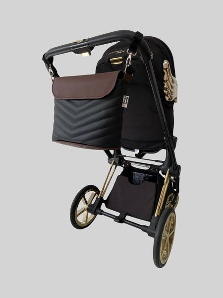 Сумка на візок Темно коричнева та чорна екошкіра Decoza Moms (S-K001-K05-Е)