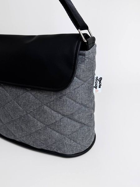 Сумка на візок Темно сірий меланж і чорна екошкіра Decoza Moms (S-OP100-K001-R-M)
