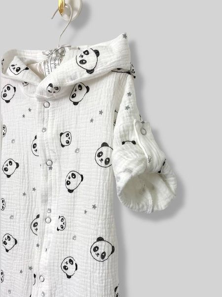 Мусліновий халатик на кнопках "Пандочки" Decoza Moms (XL7492-ms033) 74-92 см
