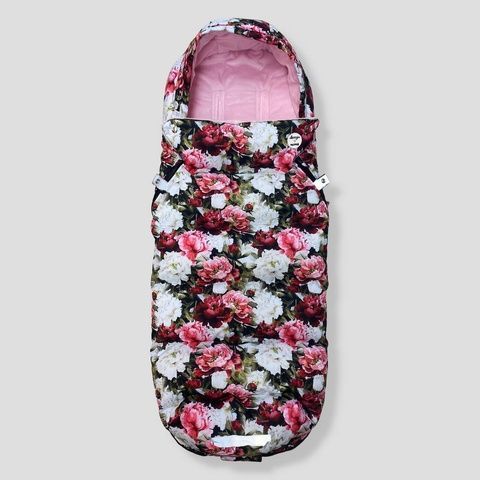Зимний футмуф на коляску "Теплик" Пионы и розовый Decoza Moms (futmuf120-OP013-pl004) 120х47 см