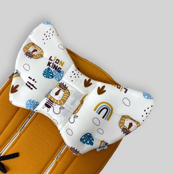 Подушка у візок "Крила Ангела" Леви і гірчичний муслін Decoza Moms (Pillow-S3-ms321)
