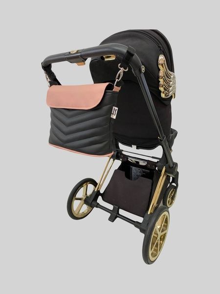 Сумка на візок Чорна і Пудра екошкіра ялинка Decoza Moms (S-K001-K017-E-M)