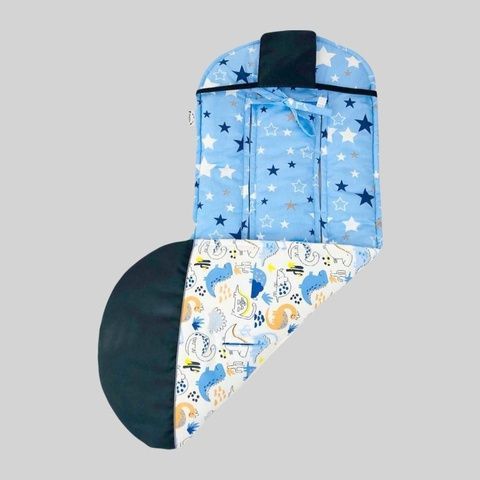 Хлопковый матрасик холофайбер "Дино и звезды на голубом" Decoza Moms (Mats3080-S120-S015)