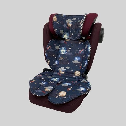 Вкладиш в автокрісло 9+ "Космос темно синій і чб ромб" Decoza Moms (W9n-B799-В2061)