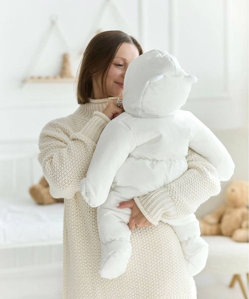 Зимний комбинезон с закрытыми ножками "Белый" Decoza Moms (zimakomb912-PM008) 74-80 см