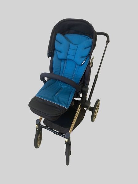 Матрасик хлопковый в коляску с пеной Темно серый и изумрудний Decoza Moms (Mtspin4090-S0063-B923) 40х90