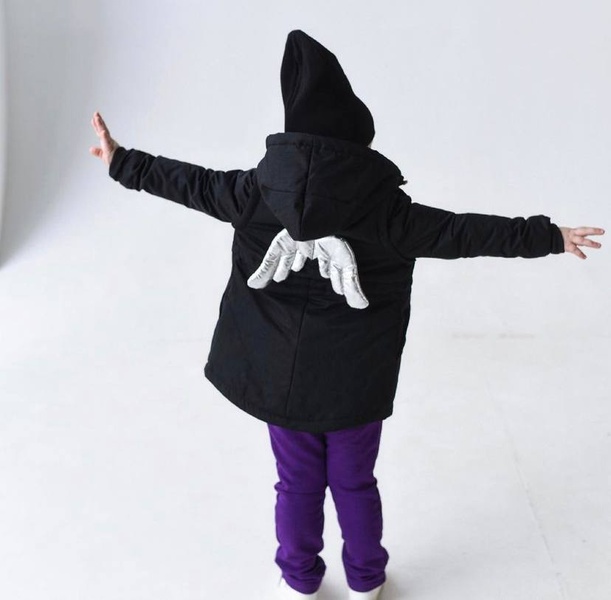 Демі парка чорна BLACK ANGEL silver Decoza Moms (parka9298-O072-pl016KRS)