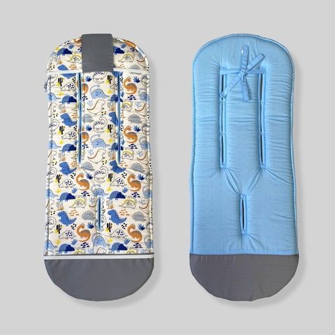 Бавовняний матрасик латекс "Діно і блакитний" Decoza Moms (MatsL3585-S2-2-В3) 35х85 см