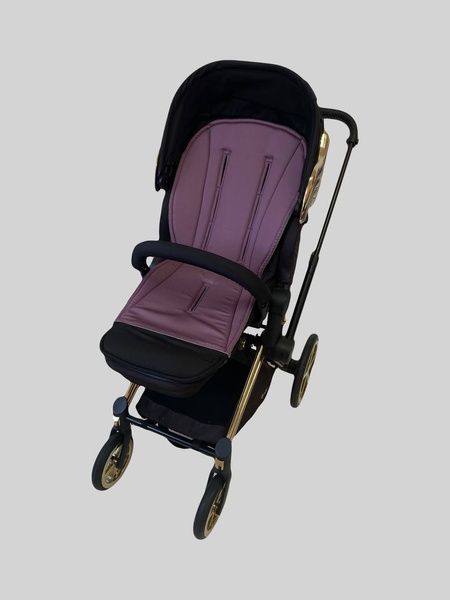Матрасик хлопковый в коляску с пеной Темно фиолетовый и серый однотон Decoza Moms (Mtspin4090-S0031-В923) 40х90