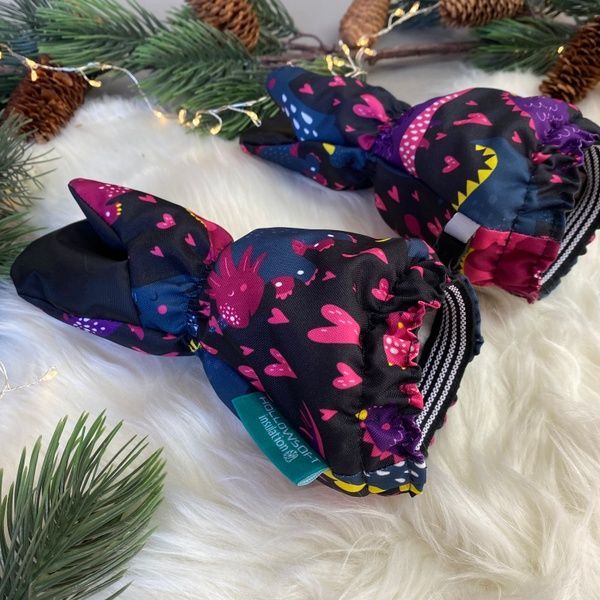Детские зимние краги "Дино розовые' Decoza moms (Krag3-OP015)