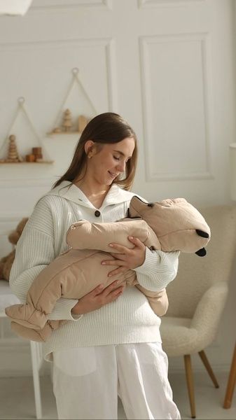 Зимовий комбінезон з закритими ніжками "Бежевий" Decoza Moms (zimakomb36-PM009) 62-68 см