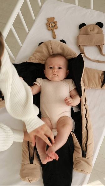 Зимовий комбінезон з закритими ніжками "Бежевий" Decoza Moms (zimakomb36-PM009) 62-68 см
