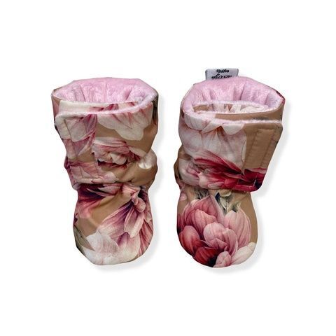 Зимние пинетки "Цветы на бежевом" Decoza Moms (pinetki11-OP32-pl004) 11 см