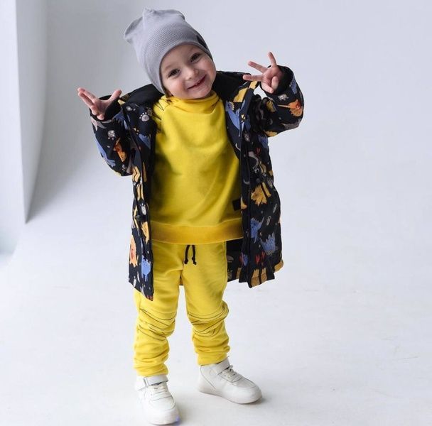 Деми парка Дино желтые Decoza Moms (parka9298-OP001-pl016)