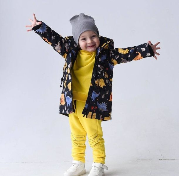 Деми парка Дино желтые Decoza Moms (parka9298-OP001-pl016)