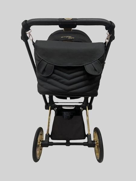 Сумка на візок чорна екошкіра з вушками Міккі ялинка Decoza Moms (S-K001-E-EM)
