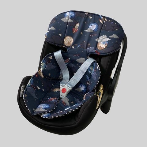 Вкладиш в автолюльку 0+ "Космос темно синій і чб зигзаг" Decoza Moms (W0-B799-S011)