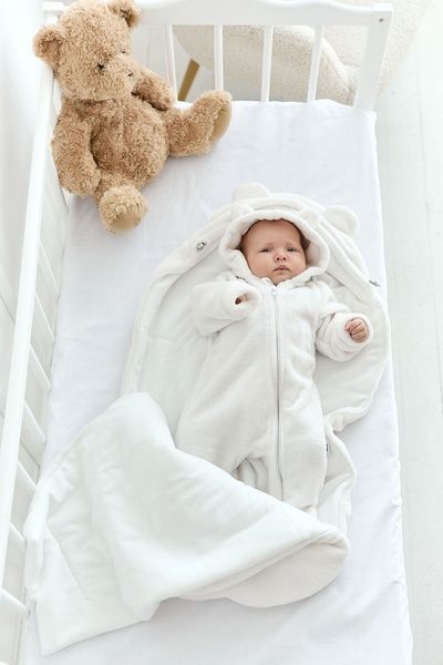Плюшевий комбінезон "Пухнастик" Молочний з закритими ніжками Decoza Moms (PuhDM03-P1) 56-62 см